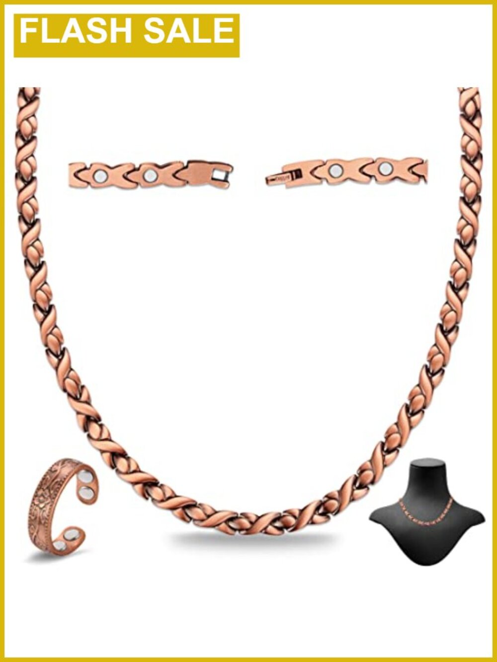 Pure Copper Magnetic Necklace Solid Copper Chain Adjustable Unisex Wellness